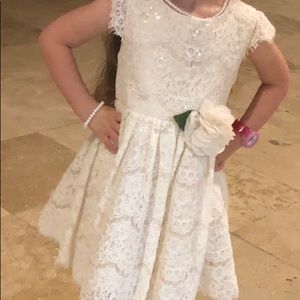Toddler 4T sequin laced dress ivory